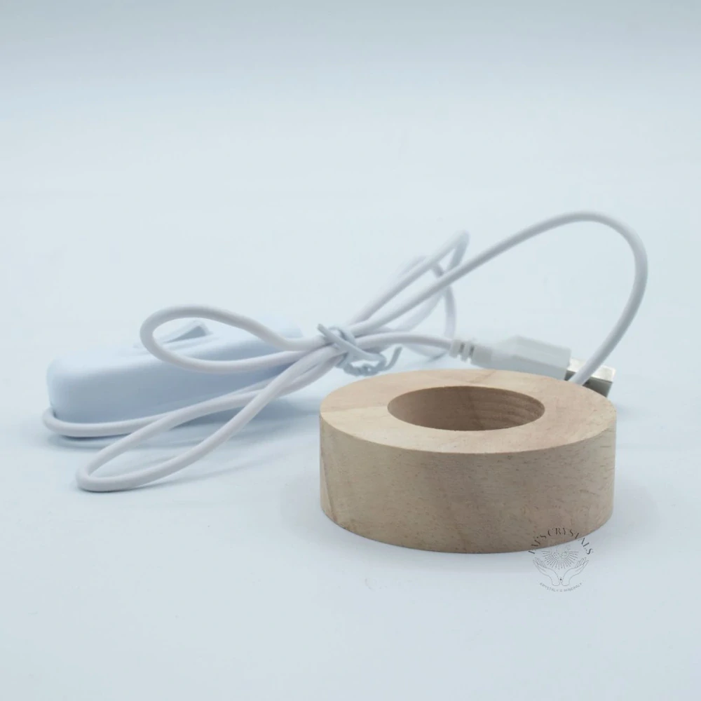 Kulatý Dřevěný USB LED Stojan 6cm - Více Barev