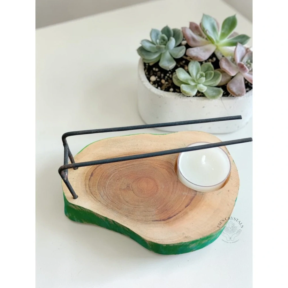 Designový stojan na Palo Santo  – Přírodní dřevo Gamal zelené
