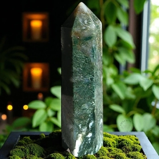 ACHÁT MECHOVÝ obelisk č.4. 90,6g