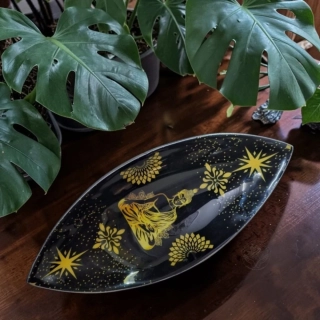 Smaltovaná Miska na Kadidlo - Hliníková - Buddha