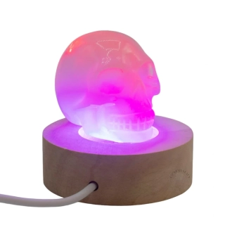 Kulatý Dřevěný USB LED Stojan 6cm - Více Barev